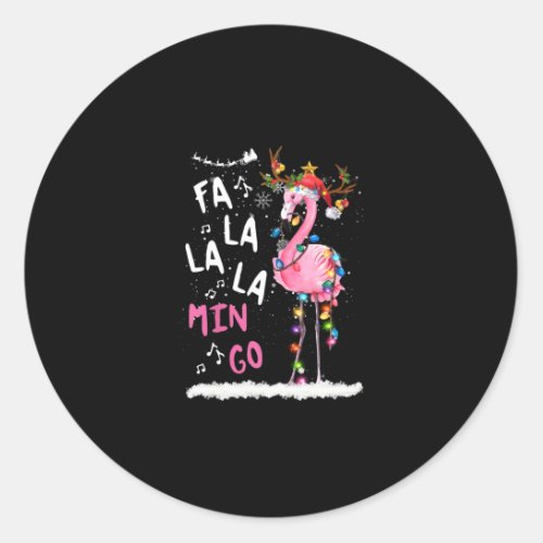 Christmas _ Fa_La_La Mingo Flamingo With Christmas Classic Round Sticker