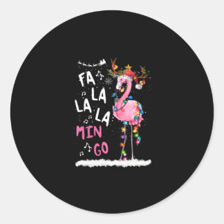 Christmas - Fa-La-La Mingo Flamingo With Christmas Classic Round Sticker