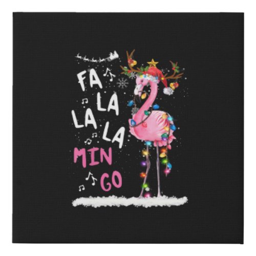 Christmas _ Fa_La_La Mingo Flamingo With Christmas Faux Canvas Print