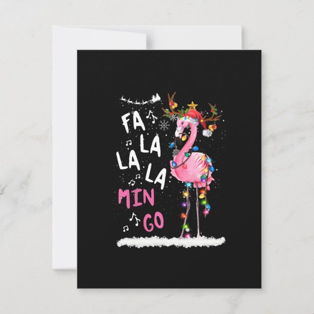 Christmas - Fa-La-La Mingo Flamingo With Christmas Invitation (Front)