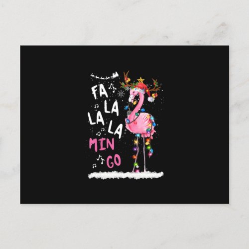 Christmas _ Fa_La_La Mingo Flamingo With Christmas Invitation Postcard