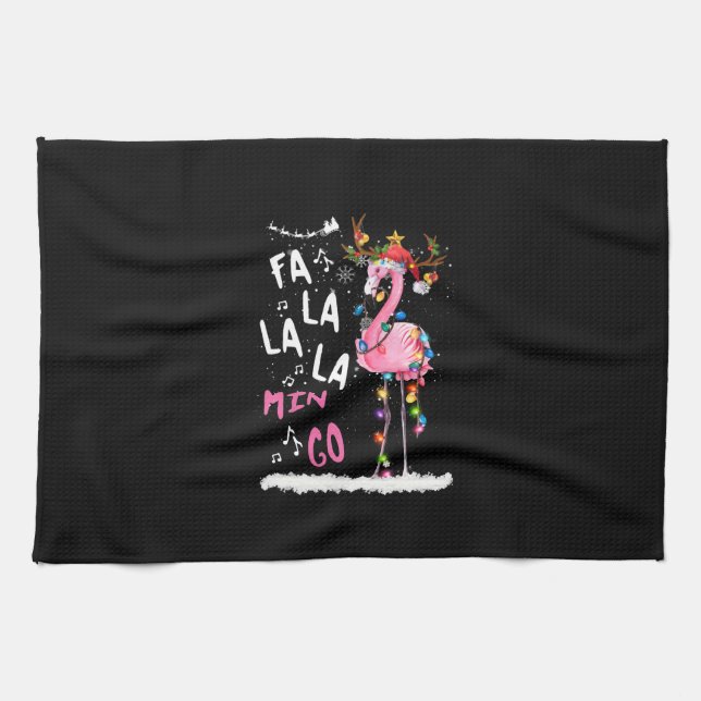 Christmas - Fa-La-La Mingo Flamingo With Christmas Kitchen Towel (Horizontal)