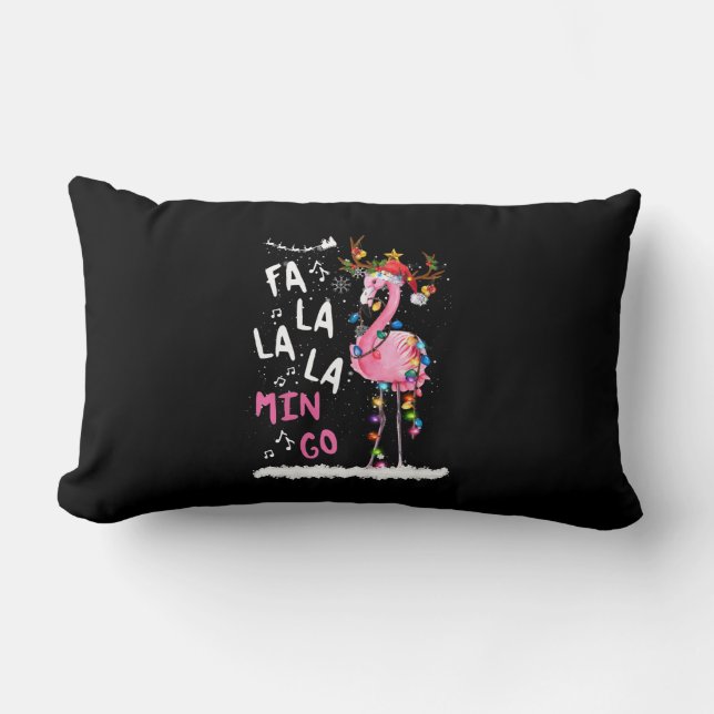 Christmas - Fa-La-La Mingo Flamingo With Christmas Lumbar Pillow (Front)