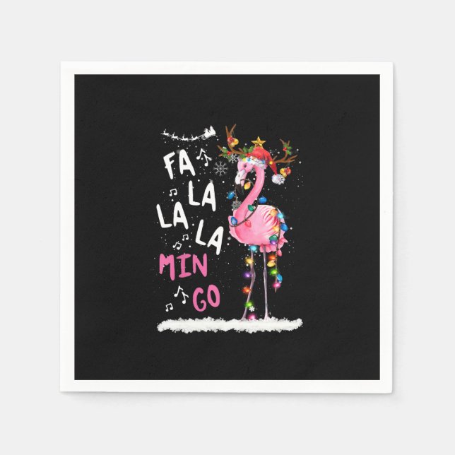 Christmas - Fa-La-La Mingo Flamingo With Christmas Napkins (Front)