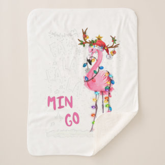 Christmas - Fa-La-La Mingo Flamingo With Christmas Sherpa Blanket