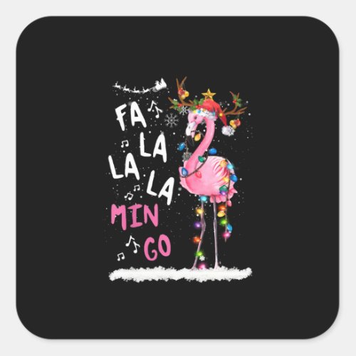 Christmas _ Fa_La_La Mingo Flamingo With Christmas Square Sticker
