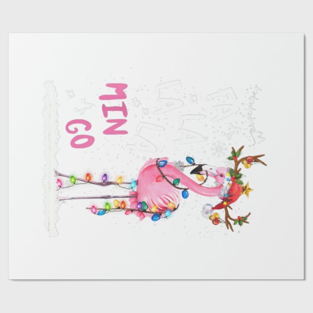 Christmas - Fa-La-La Mingo Flamingo With Christmas Wrapping Paper (Flat)