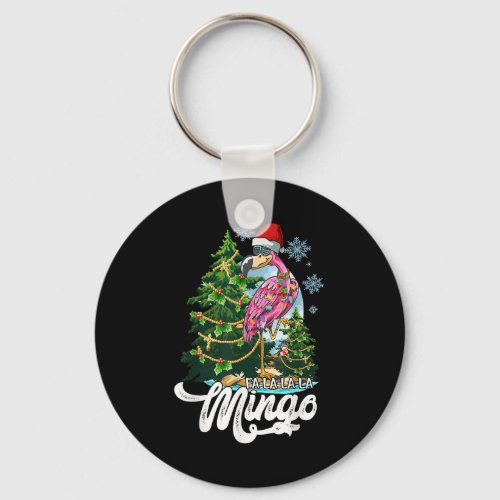 Christmas Fa_La_La Mingo Flamingo With Cute Christ Keychain