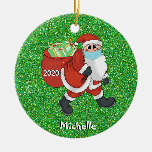 Christmas Face Mask Santa 2020 Ceramic Ornament | Zazzle