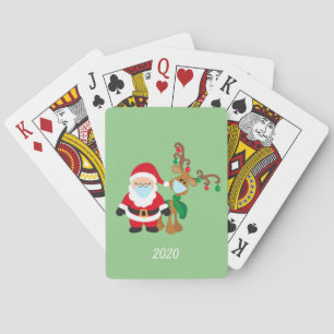 Christmas Face Mask Santa and Reindeer 2020 Poker Cards