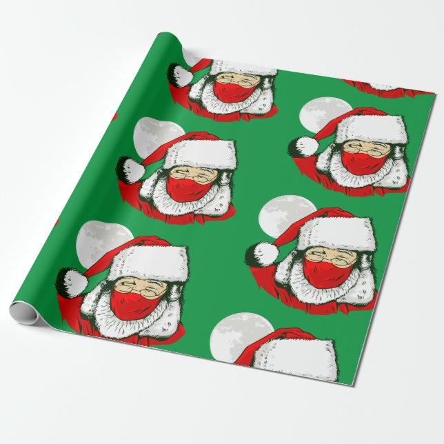 christmas face mask santa claus moon wrapping paper (Unrolled)
