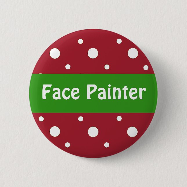 Christmas 'Face Painter' Identification Pinback Button (Front)