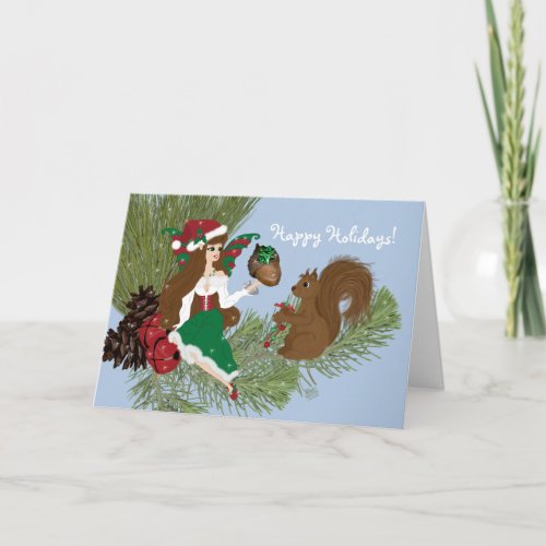 Christmas Faery and Squirrel Card