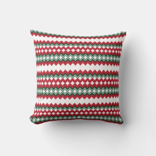 Christmas fair isle pattern background throw pillow