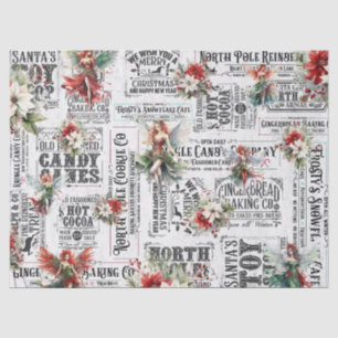 Christmas Fairies & Vintage Typography Tissue Paper