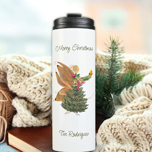 Christmas Fairy 6 Photo Template Green Beige Thermal Tumbler