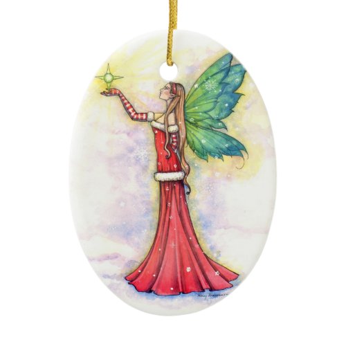 Christmas Fairy and Star Ceramic Ornament