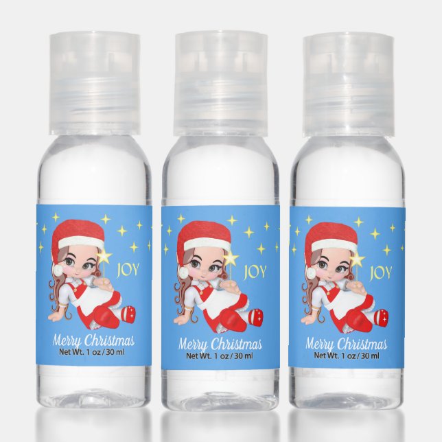 Christmas Fairy Angel & Stars on Sky Blue Hand Sanitizer (Set)