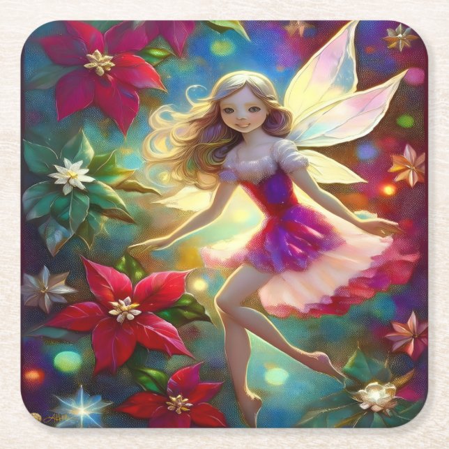 Christmas Fairy Collection - Ash Blonde Hair Square Paper Coaster (Front)