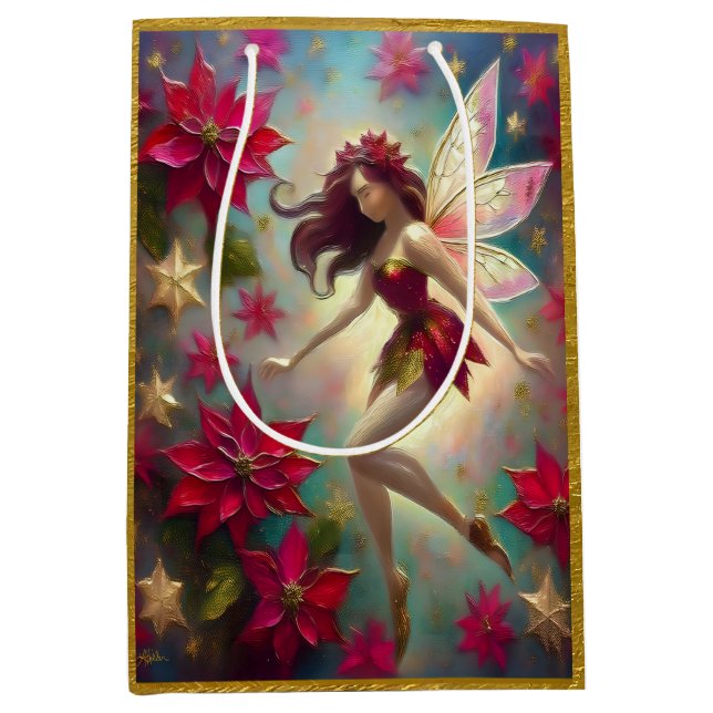 Christmas Fairy Collection - Auburn Hair Medium Gift Bag (Front)