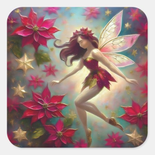 Christmas Fairy Collection _ Auburn Hair Square Sticker