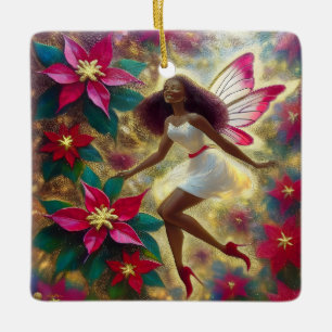 Christmas Fairy Collection - Auburn Natural Hair Ceramic Ornament
