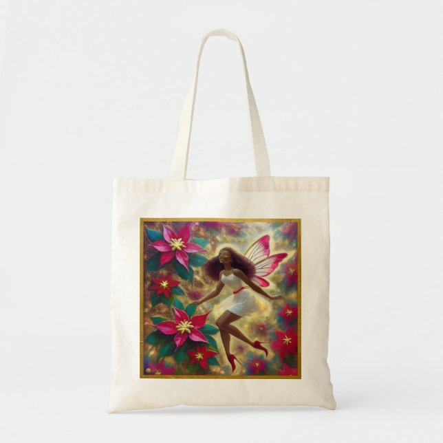 Christmas Fairy Collection - Auburn Natural Hair Tote Bag (Front)