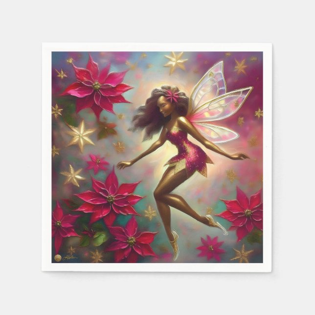 Christmas Fairy Collection - Brown Natural Hair Napkins (Front)