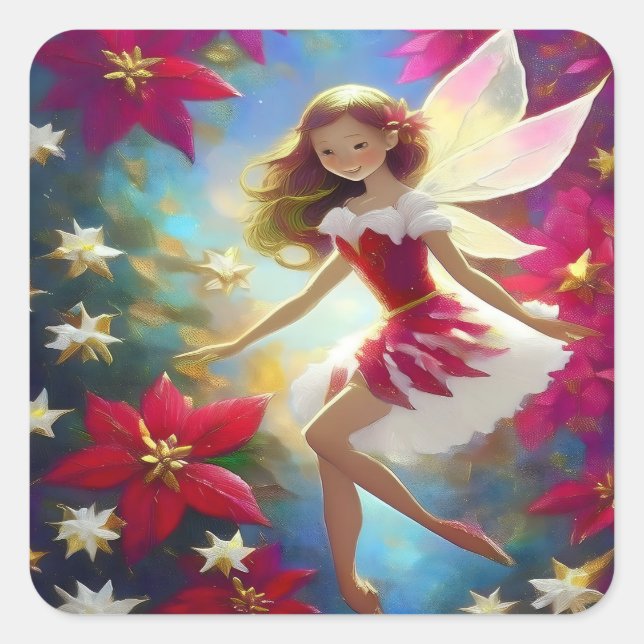 Christmas Fairy Collection - Copper Ginger Hair Square Sticker (Front)