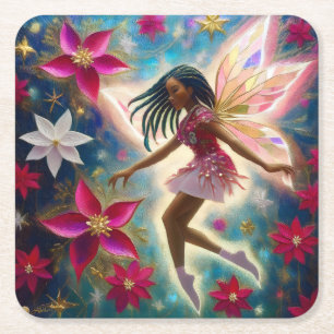 Christmas Fairy Collection - Cornrows Braids Hair Square Paper Coaster