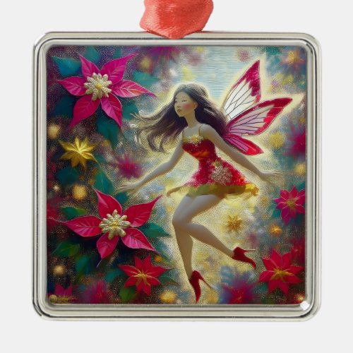 Christmas Fairy Collection _ Dark Brown Hair Metal Ornament