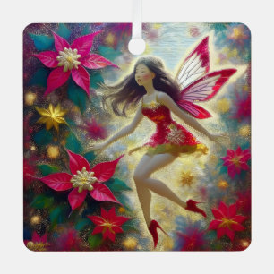 Christmas Fairy Collection - Dark Brown Hair Metal Ornament