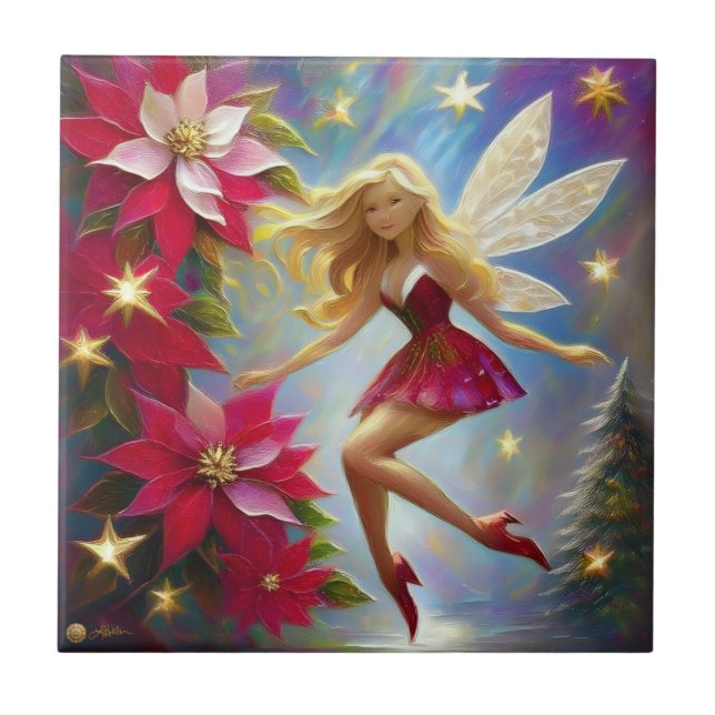 Christmas Fairy Collection - Honey Blonde Hair Ceramic Tile (Front)