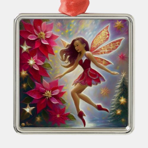 Christmas Fairy Collection _ Light Auburn Hair Metal Ornament