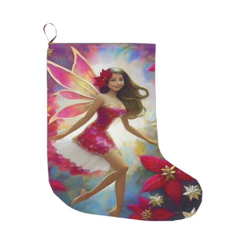 Christmas Fairy Collection _ Light Brown Hair Large Christmas Stocking