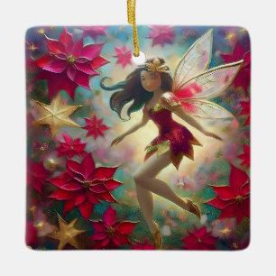 Christmas Fairy Collection - Medium Brown Hair Ceramic Ornament