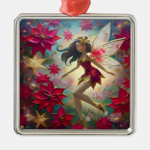 Christmas Fairy Collection _ Medium Brown Hair Metal Ornament