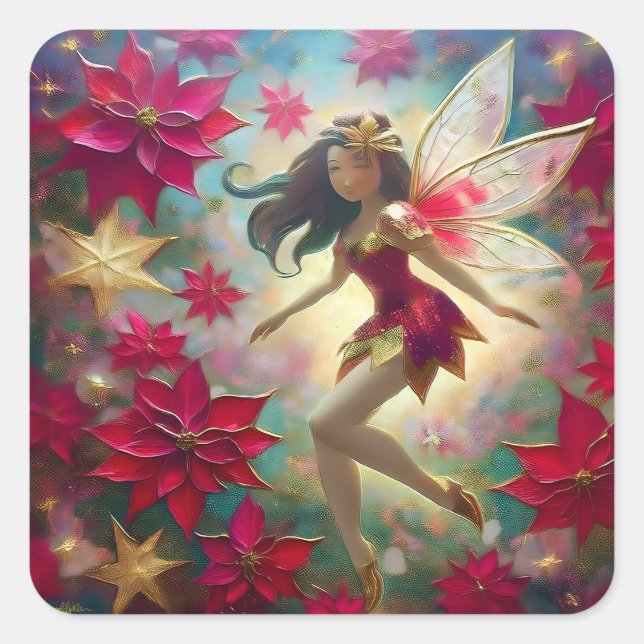 Christmas Fairy Collection - Medium Brown Hair Square Sticker (Front)
