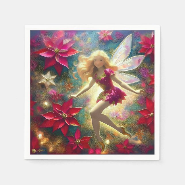 Christmas Fairy Collection - Pale Gold Blonde Hair Napkins (Front)