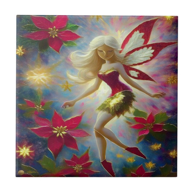 Christmas Fairy Collection - Platinum Blonde Hair Ceramic Tile (Front)