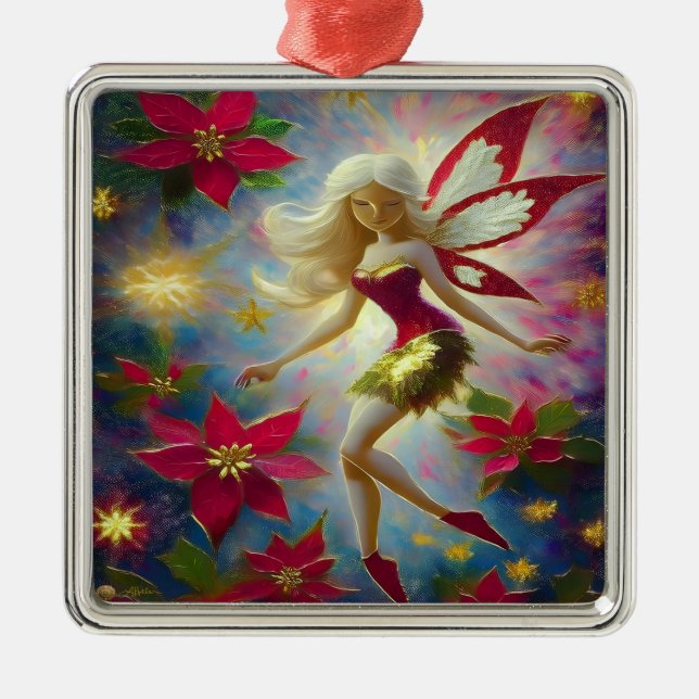 Christmas Fairy Collection - Platinum Blonde Hair Metal Ornament (Front)