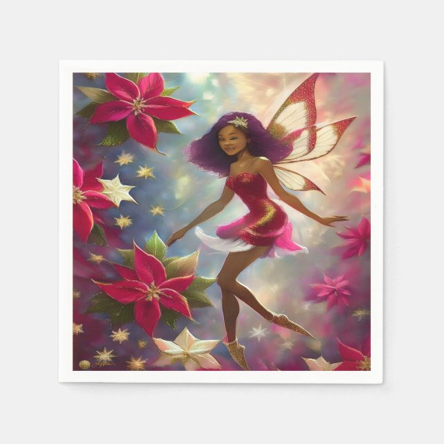 Christmas Fairy Collection Plum Tint Natural Hair Napkins (Front)