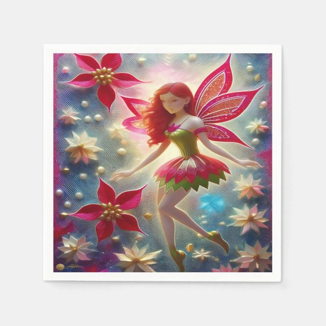 Christmas Fairy Collection - Red Hair Napkins (Front)