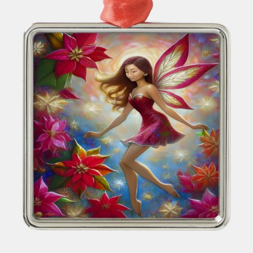 Christmas Fairy Collection _ Reddish Brown Hair Metal Ornament