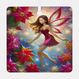 Christmas Fairy Collection - Reddish Brown Hair Metal Ornament