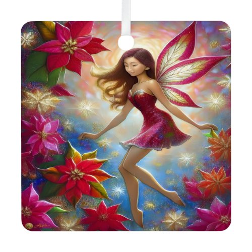 Christmas Fairy Collection - Reddish Brown Hair Metal Ornament
