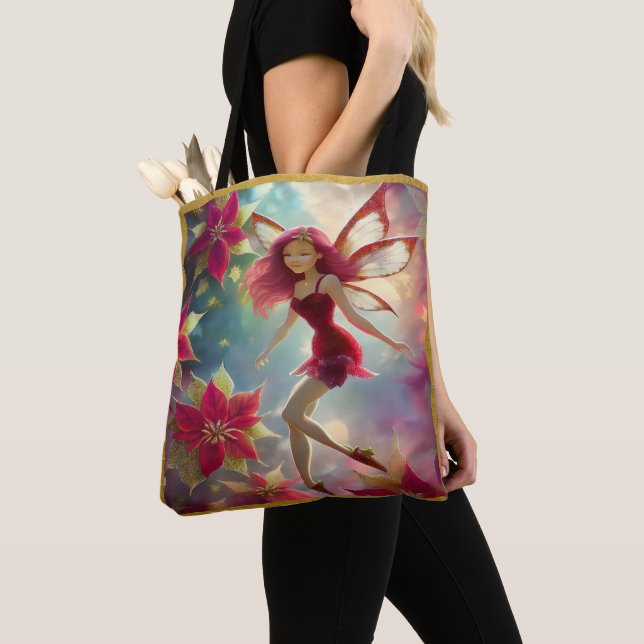 Christmas Fairy Collection - Rose Red Hair Tote Bag (Close Up)