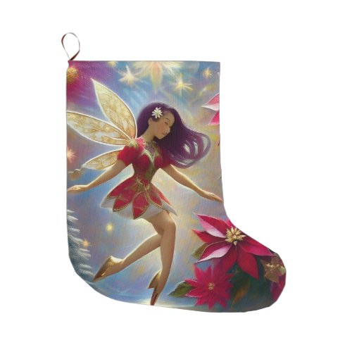 Christmas Fairy Collection _ Straight Plum Hair Large Christmas Stocking