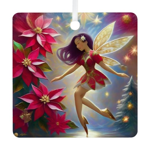 Christmas Fairy Collection - Straight Plum Hair Metal Ornament