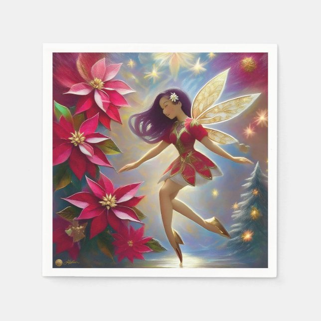 Christmas Fairy Collection - Straight Plum Hair Napkins (Front)